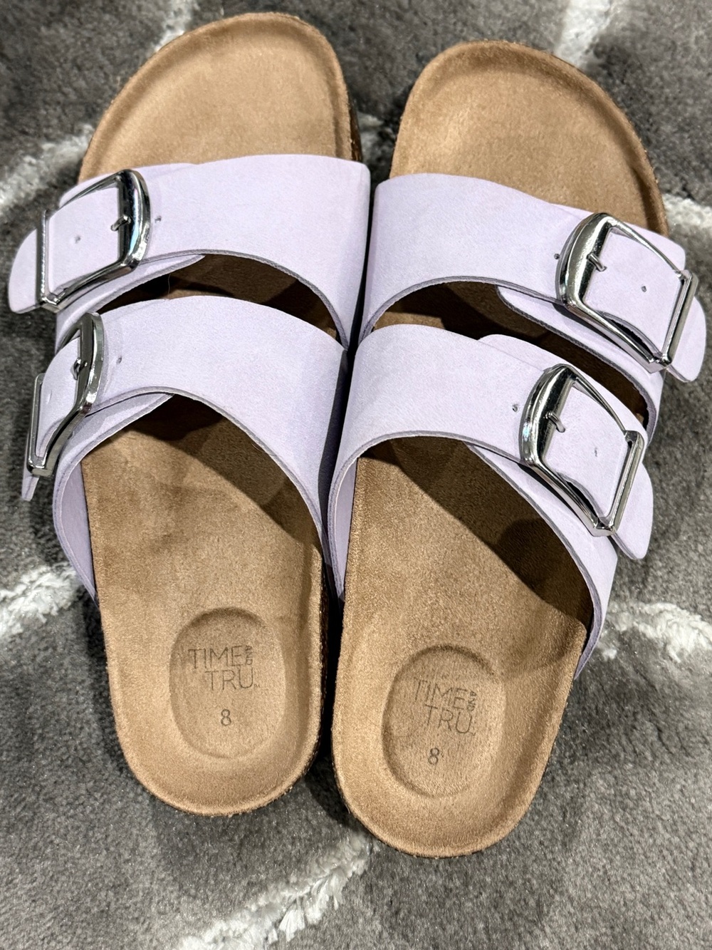 Time and Tru Lilac Double Buckle Slide Sandals - Women's